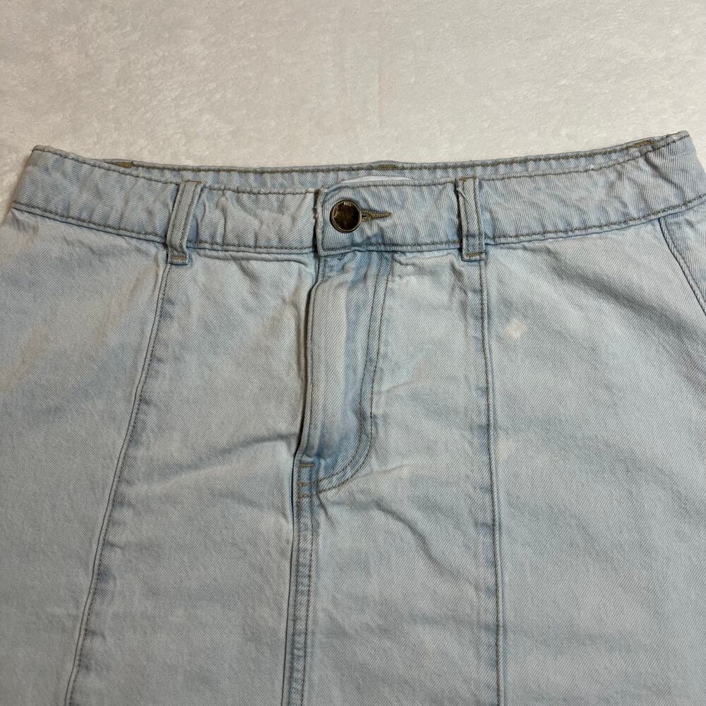 Zara Denim Mini Skirt w/ Raw Hem Size M Casual Festival Y2K Summer Cotton 90s - Picture 3 of 10